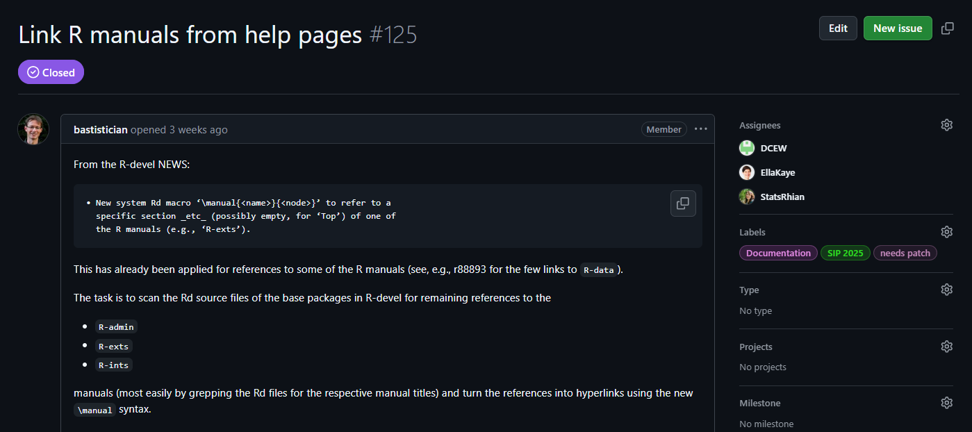 Screenshot of GitHub issue. Contents described in the blog text.